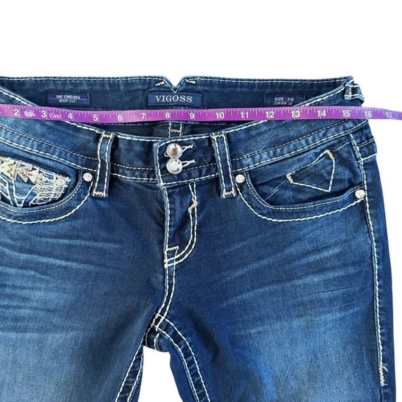 Vigoss Chelsea boot bootcut jeans women’s sz 6 10 festival boho cowgirl glam - Picture 8 of 16